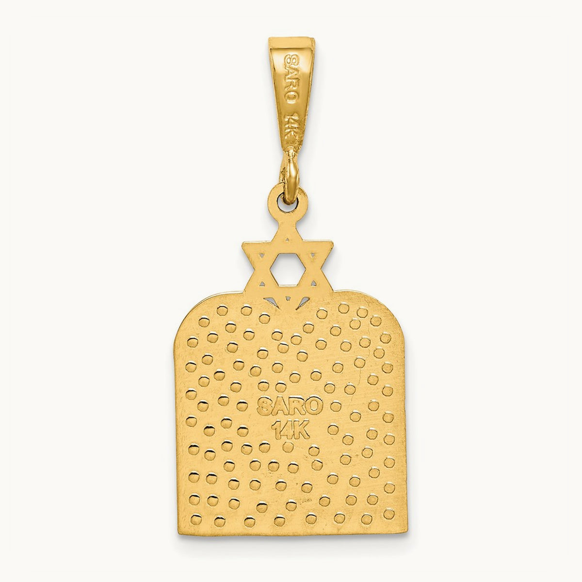 Polished 10 Commandment Tablets w/Star Of David Charm, 14K