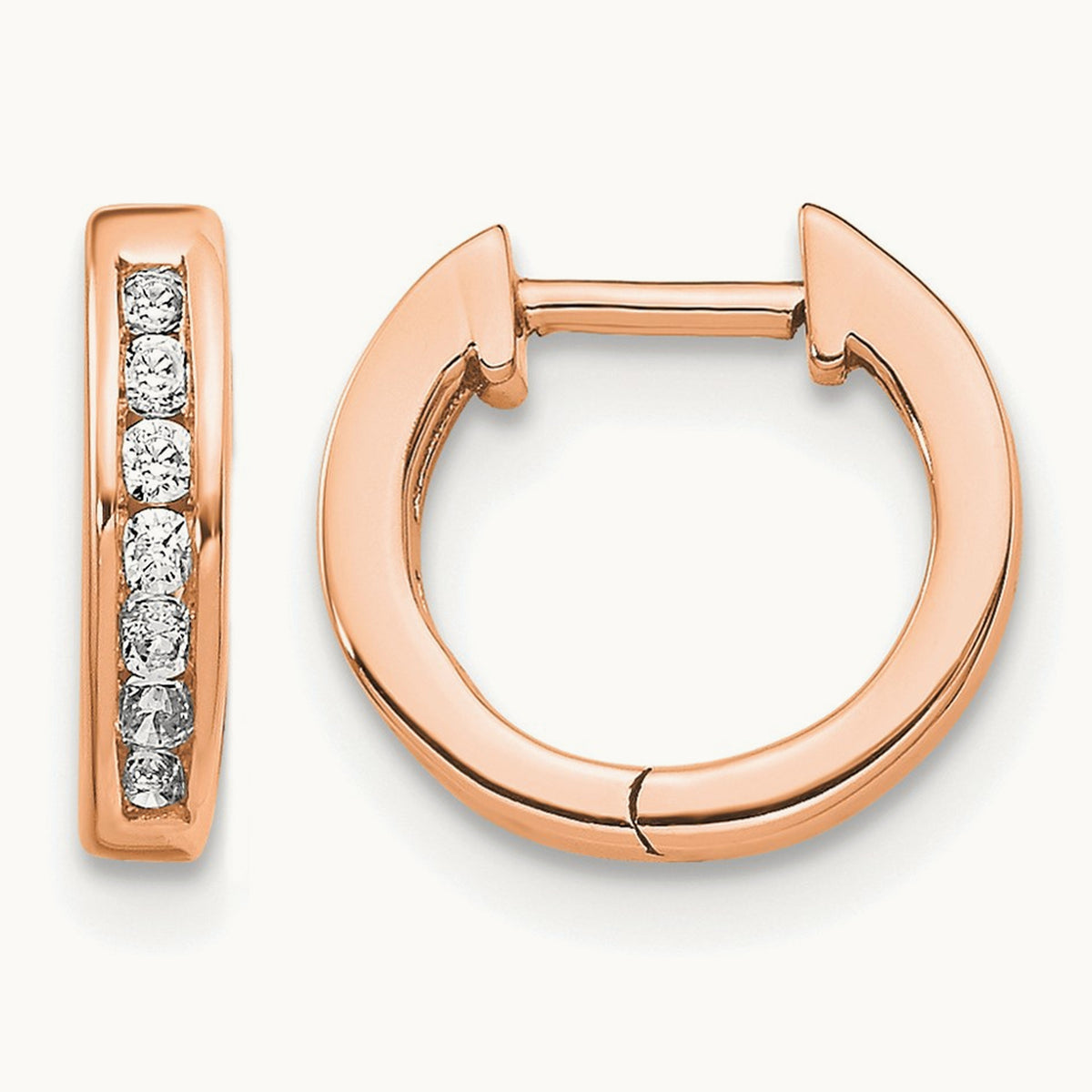 Hinged Hoop Earrings, 0.10 ct tw Lab-Grown Diamond — 14K Rose Gold