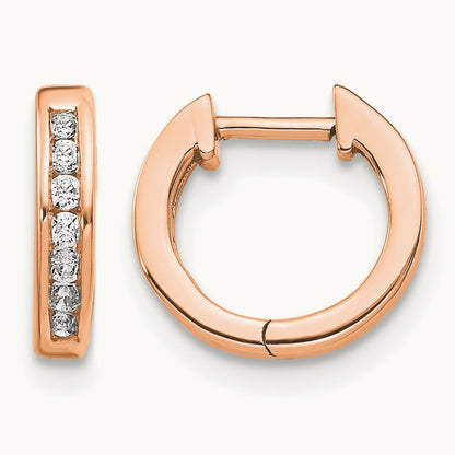 Hinged Hoop Earrings, 0.10 ct tw Lab-Grown Diamond — 14K Rose Gold