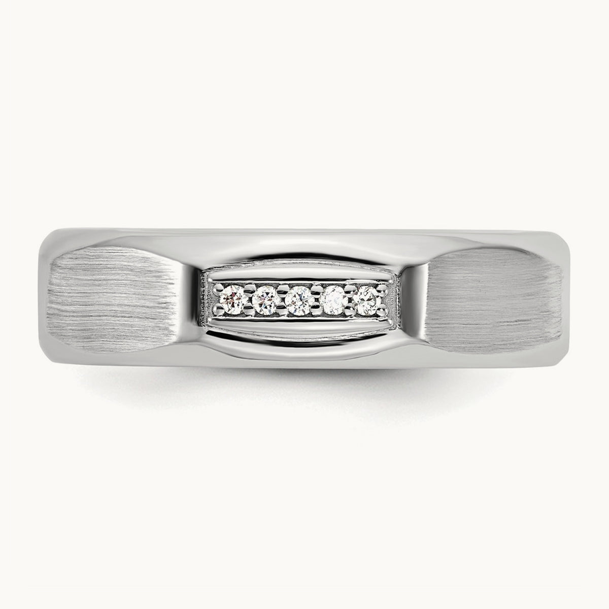 IB Goodman Mens Satin Complete 1/20ct Diamond Ring, 14K White Gold