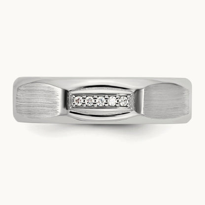IB Goodman Mens Satin Complete 1/20ct Diamond Ring, 14K White Gold