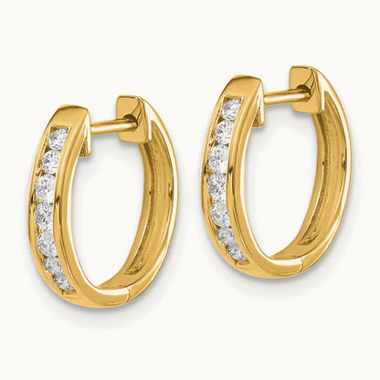 Diamond Hinged Hoop Earrings — 14K Yellow Gold