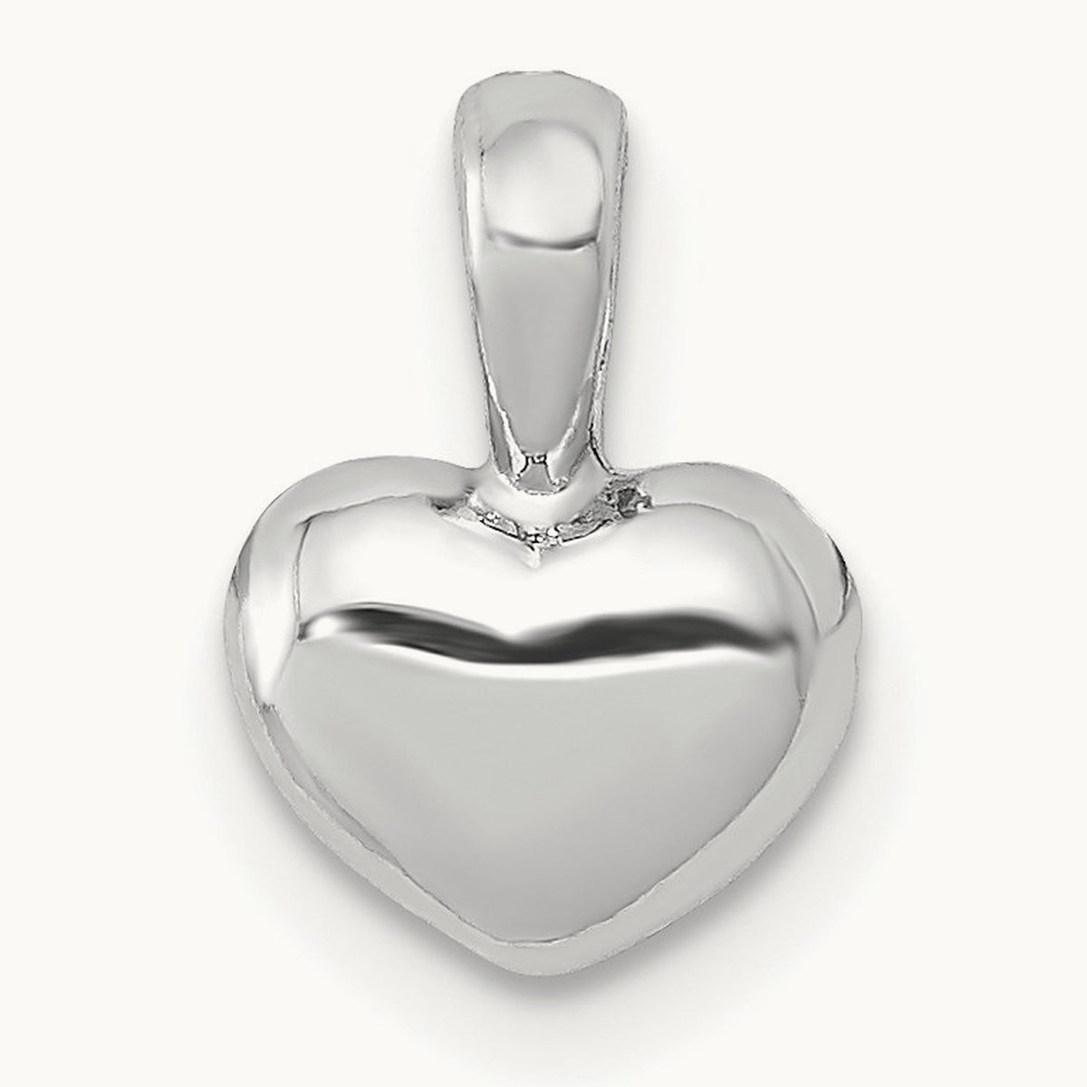 Polished Domed Heart Charm — 14K White Gold