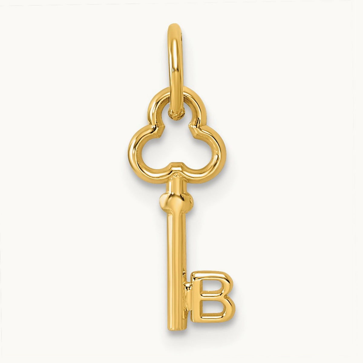 Key Initial Charm — 14K Yellow Gold, B