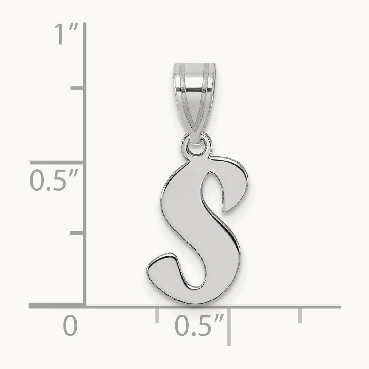 Polished Script Initial Pendant — 14K White Gold, S
