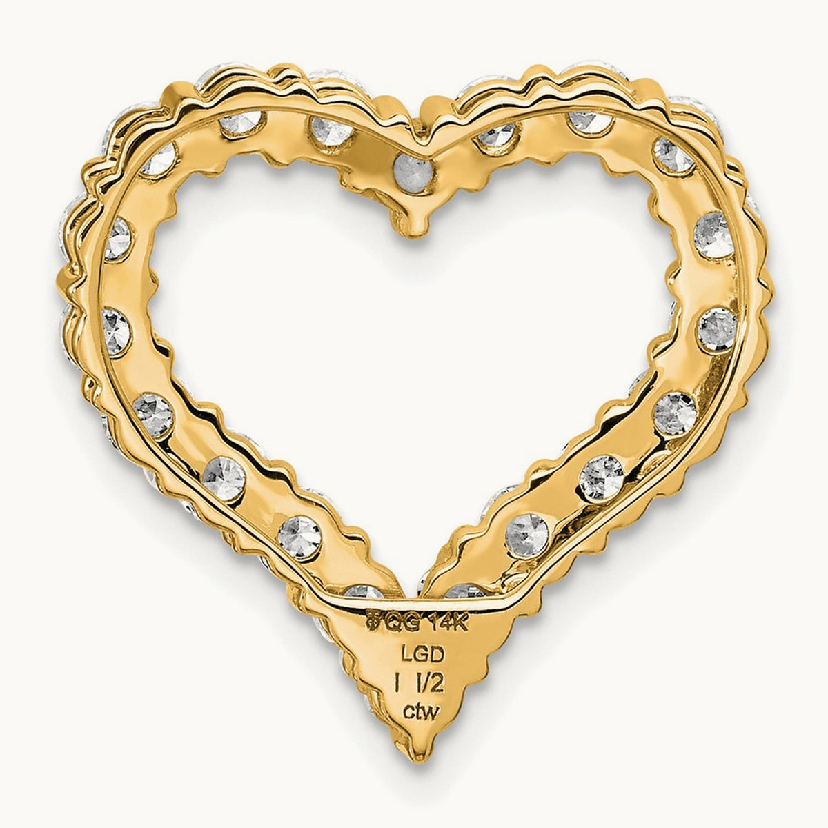 Heart Chain Slide, 1.50 ct tw Lab-Grown Diamond — 14K Yellow Gold
