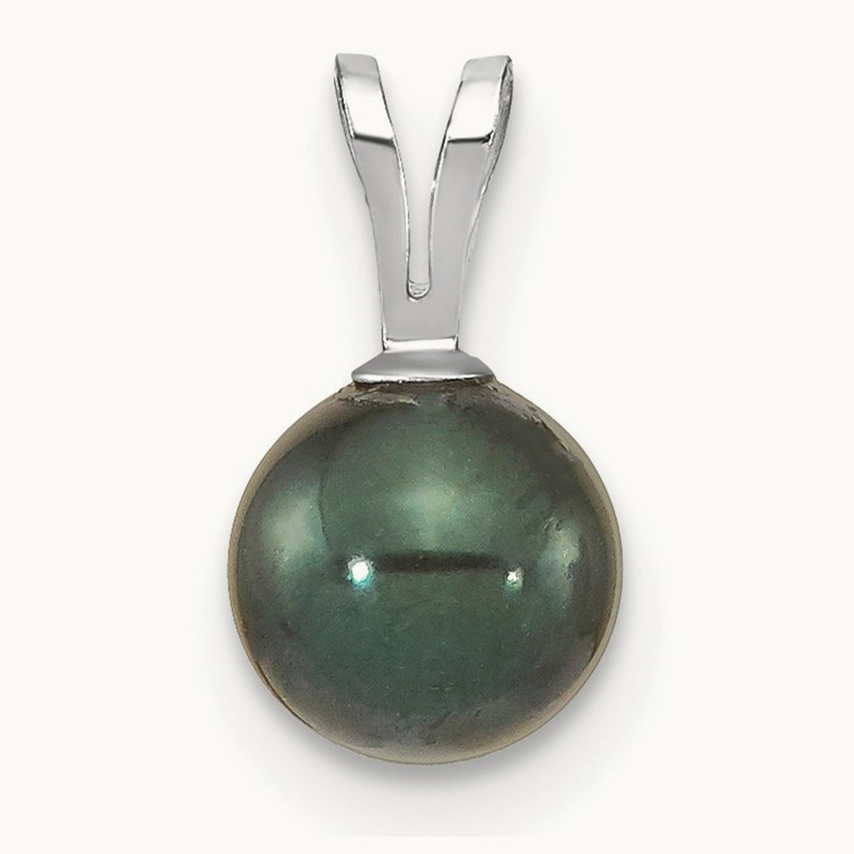 6- Round Black Saltwater Akoya Pendant, 7mm, 14K White Gold