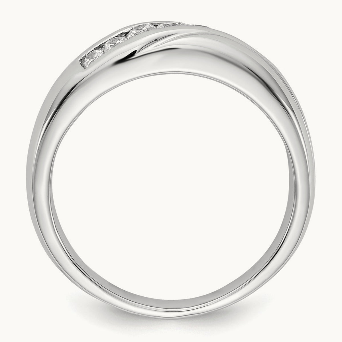 7-stone Diamond Mens Ring, 14K White Gold