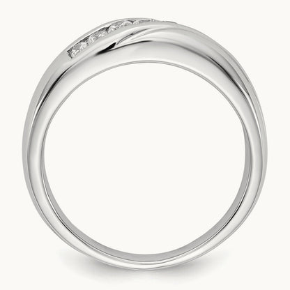 7-stone Diamond Mens Ring, 14K White Gold