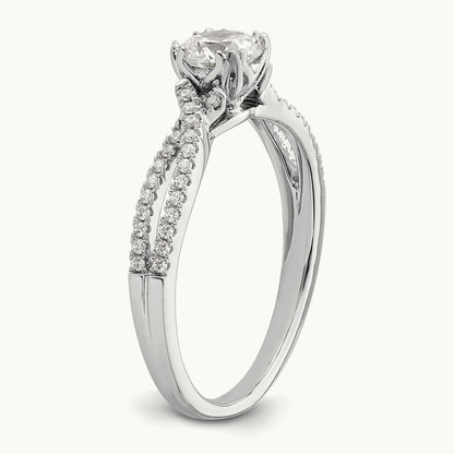 Criss-Cross 1/2ct Round Semi-Mount Eng Dia Ring, 14K White Gold