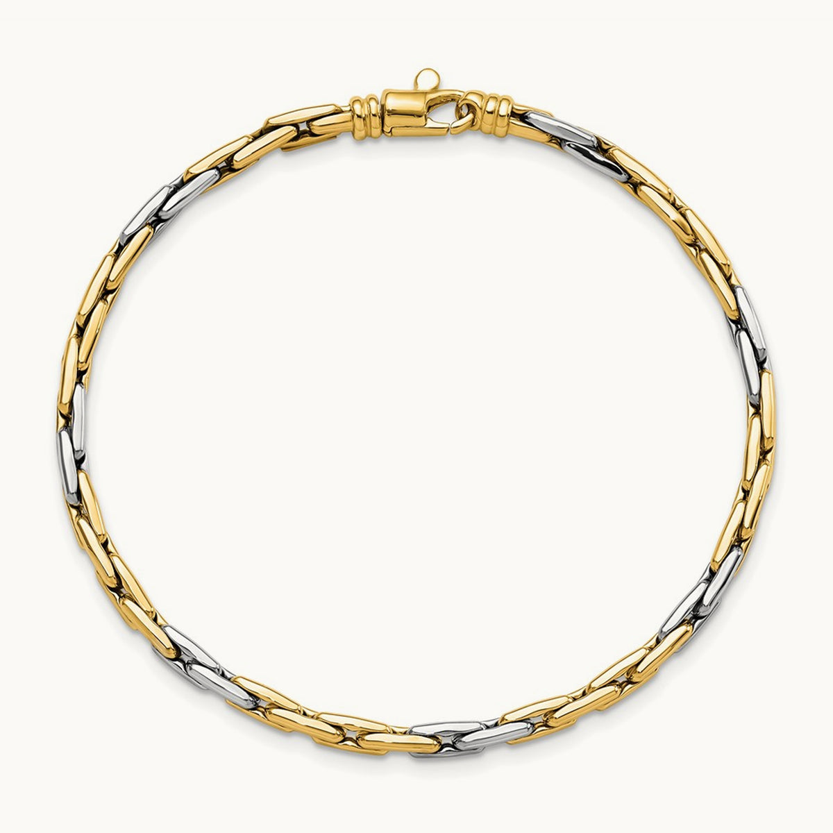 Polished Fancy Link Bracelet, 14K Two-tone