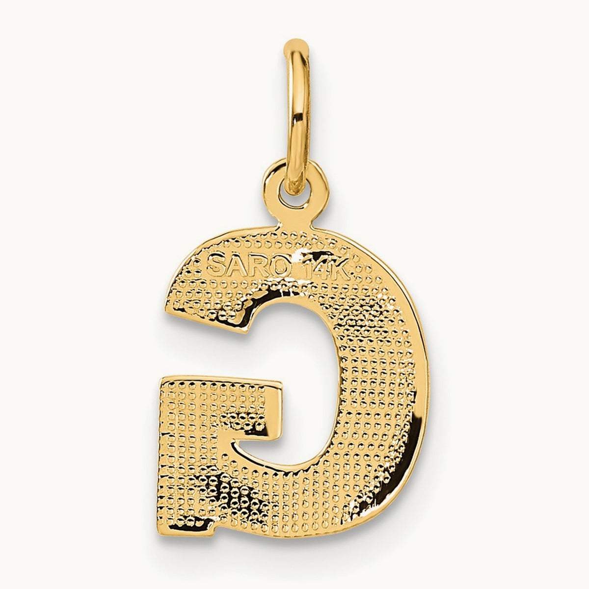 Satin Diamond-cut Initial Charm — 14K Yellow Gold, G