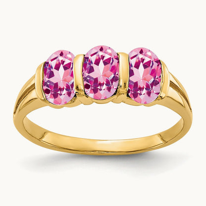 6x4mm Oval Pink Sapphire ring, 14K