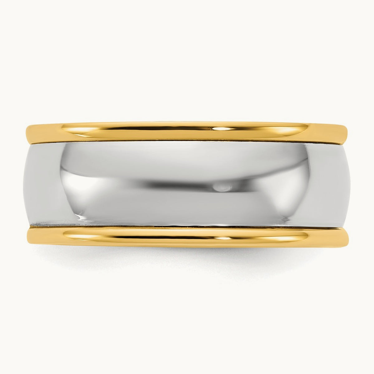 Y/W Half Round Wedding Band, 8mm, 14K Two-tone