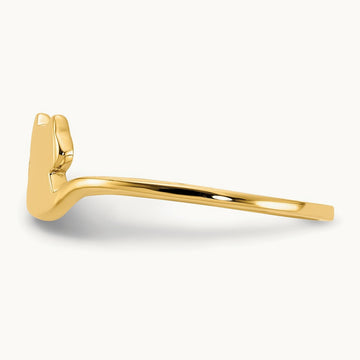 Polished Cat Adjustable Cuff Ring, 14K Gold