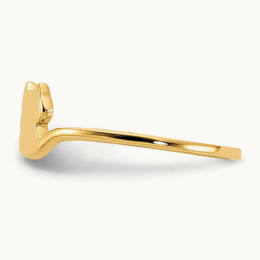 Polished Cat Adjustable Cuff Ring, 14K Gold