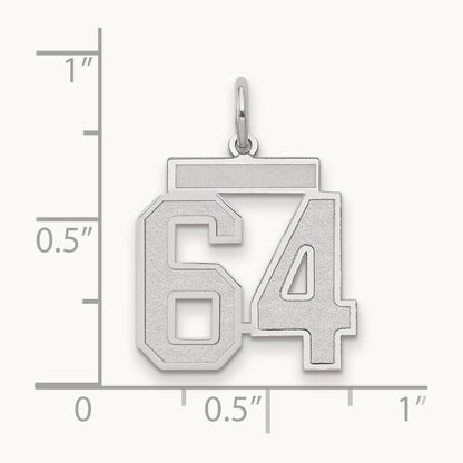 Medium Satin Number 64 Charm, 14K White Gold