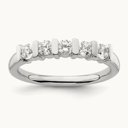 5-Stone Diamond Band, 14K White Gold
