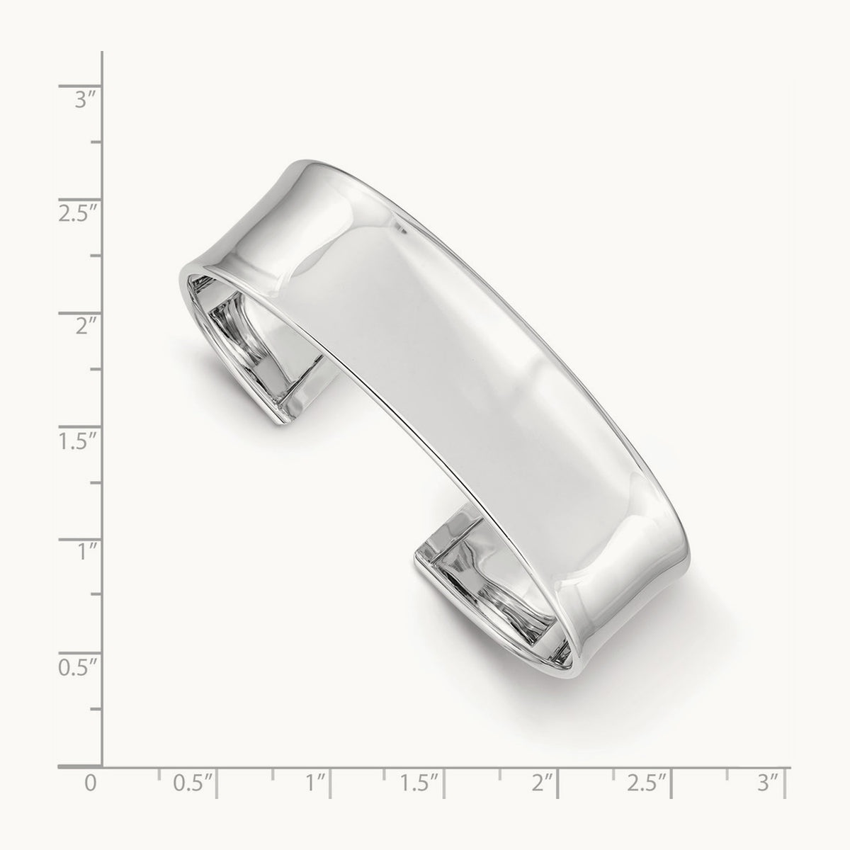 Polished Cuff Bangle — 14K White Gold, 18.5mm