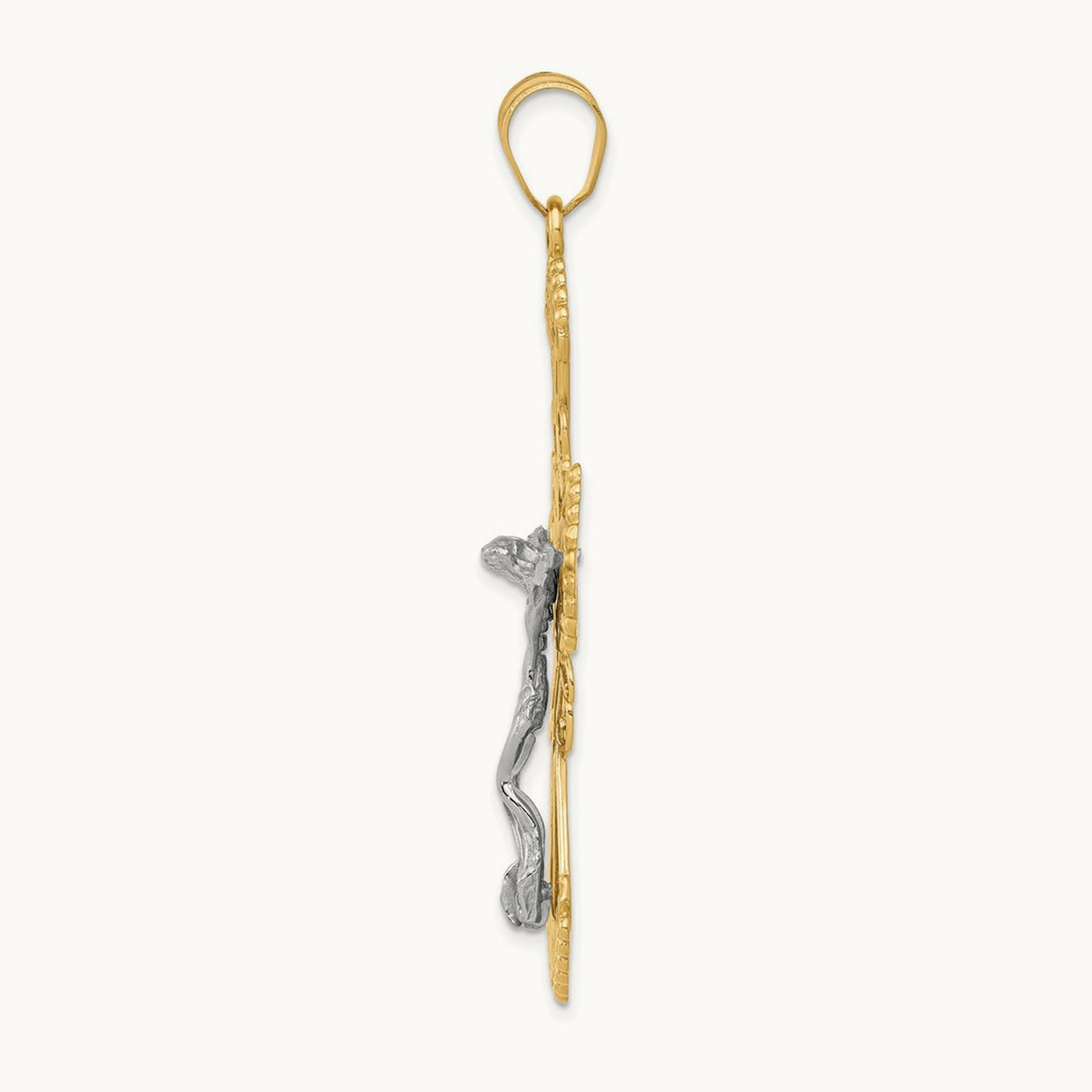 Diamond-cut Crucifix Pendant, 14K Two-tone