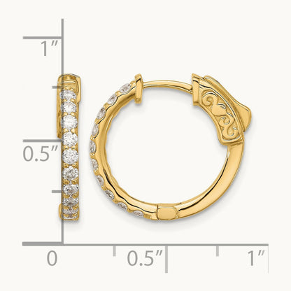 .7ct 20- Round Hoop w/ Safety Clasp Diamond Earrings, 2.0mm, 14K