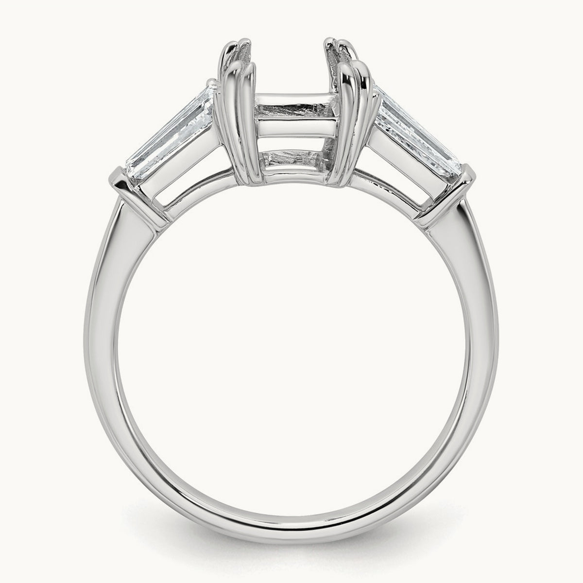 Emerald Center Semi-Mount Engagement Ring — 14K White Gold, 7/8 ct, 7