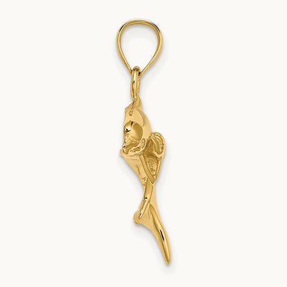 Polished Dolphin and Baby Charm, 14K