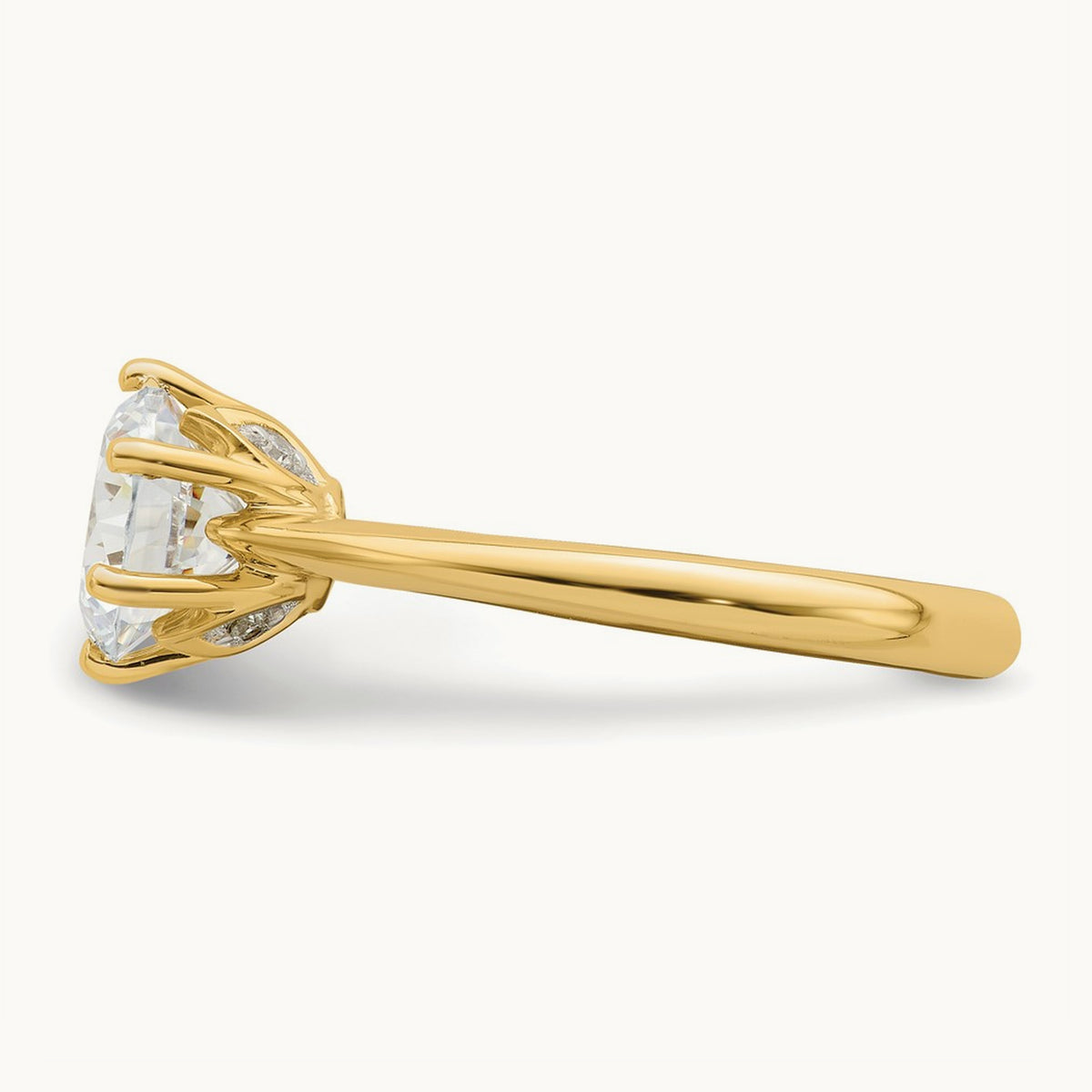 Polish 1 1/2ct Round Leaf Design Semi-Mount Dia Ring, 14K