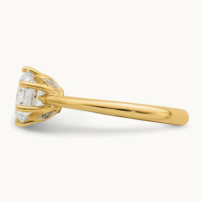 Polish 1 1/2ct Round Leaf Design Semi-Mount Dia Ring, 14K