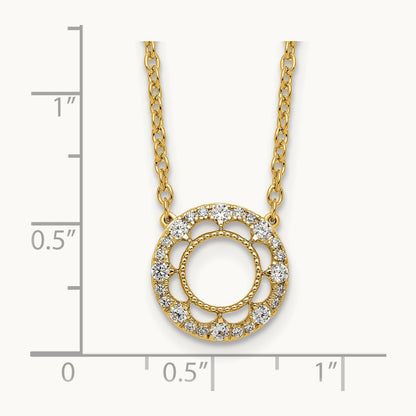 Fancy Circle Diamond 18in Necklace — 14K Yellow Gold, 0.24 ct