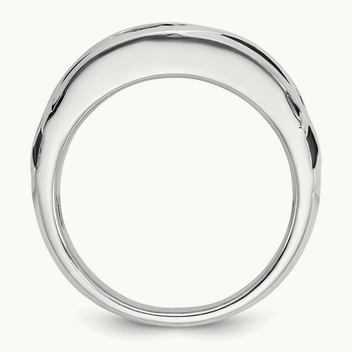 w/ Blk Rhodium IBGoodman Polished Satin & Grooved Diamond Ring, 14K White Gold