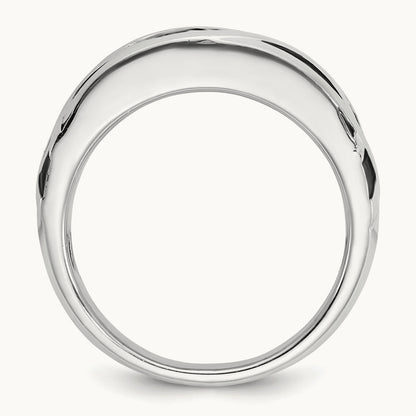 w/ Blk Rhodium IBGoodman Polished Satin & Grooved Diamond Ring, 14K White Gold