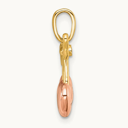 plating Polished Heart Cherries Charm, 14K with White Rhodium and Rose