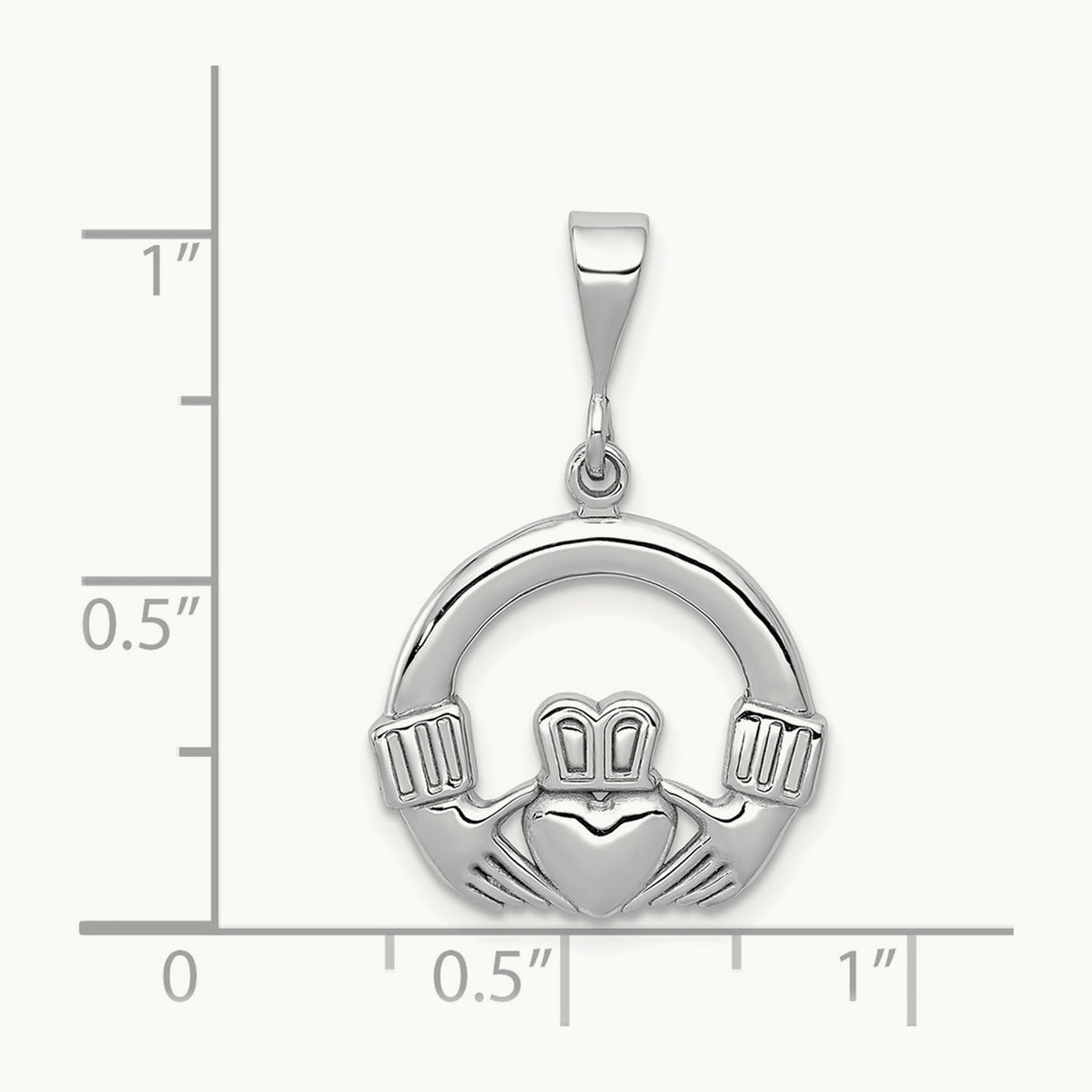 Claddagh Charm, 14K White Gold
