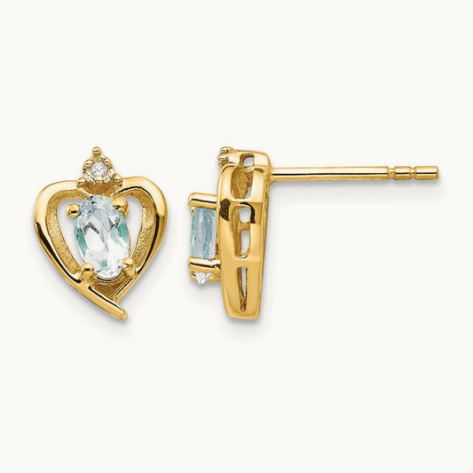 Aquamarine and Diamond Heart Earrings — photo set