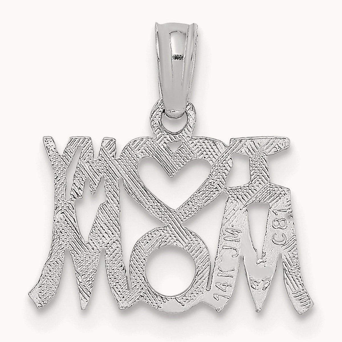 I HEART MY MOM Charm — 14K White Gold