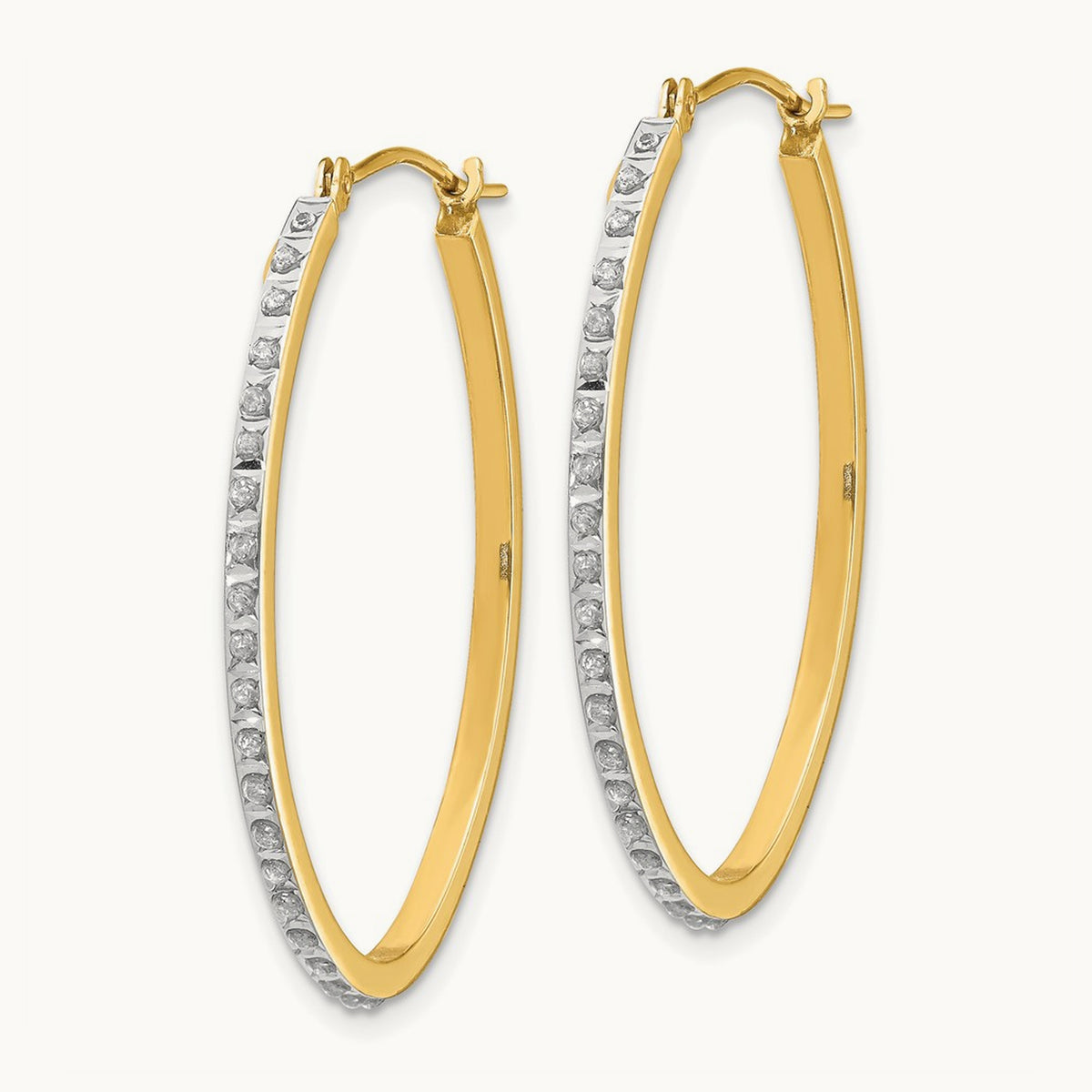 Diamond Fascination Diamond Dust/Accent Oval Hoop Earrings — 31mm