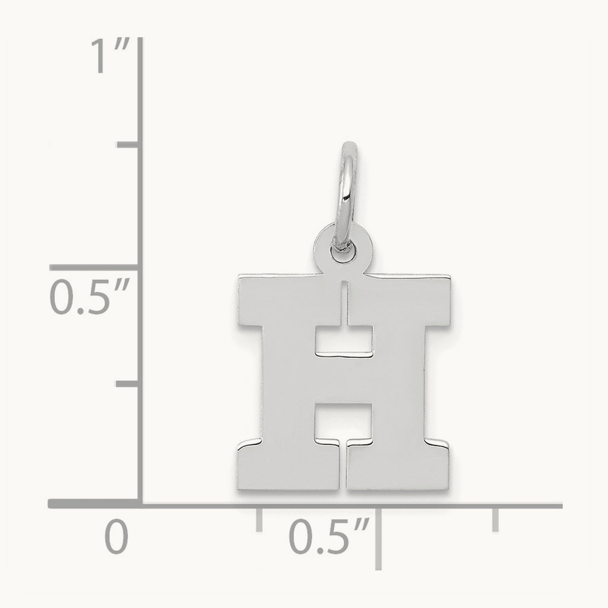Small Block Initial Charm — 14K White Gold, H