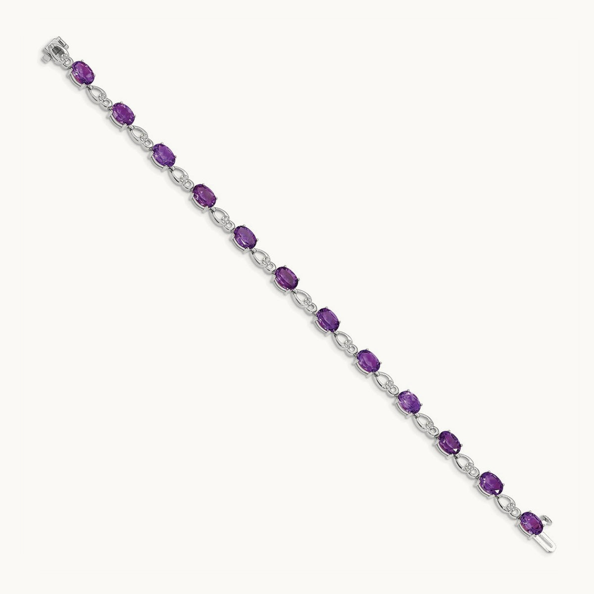 Amethyst and Diamond Bracelet — 14K White Gold
