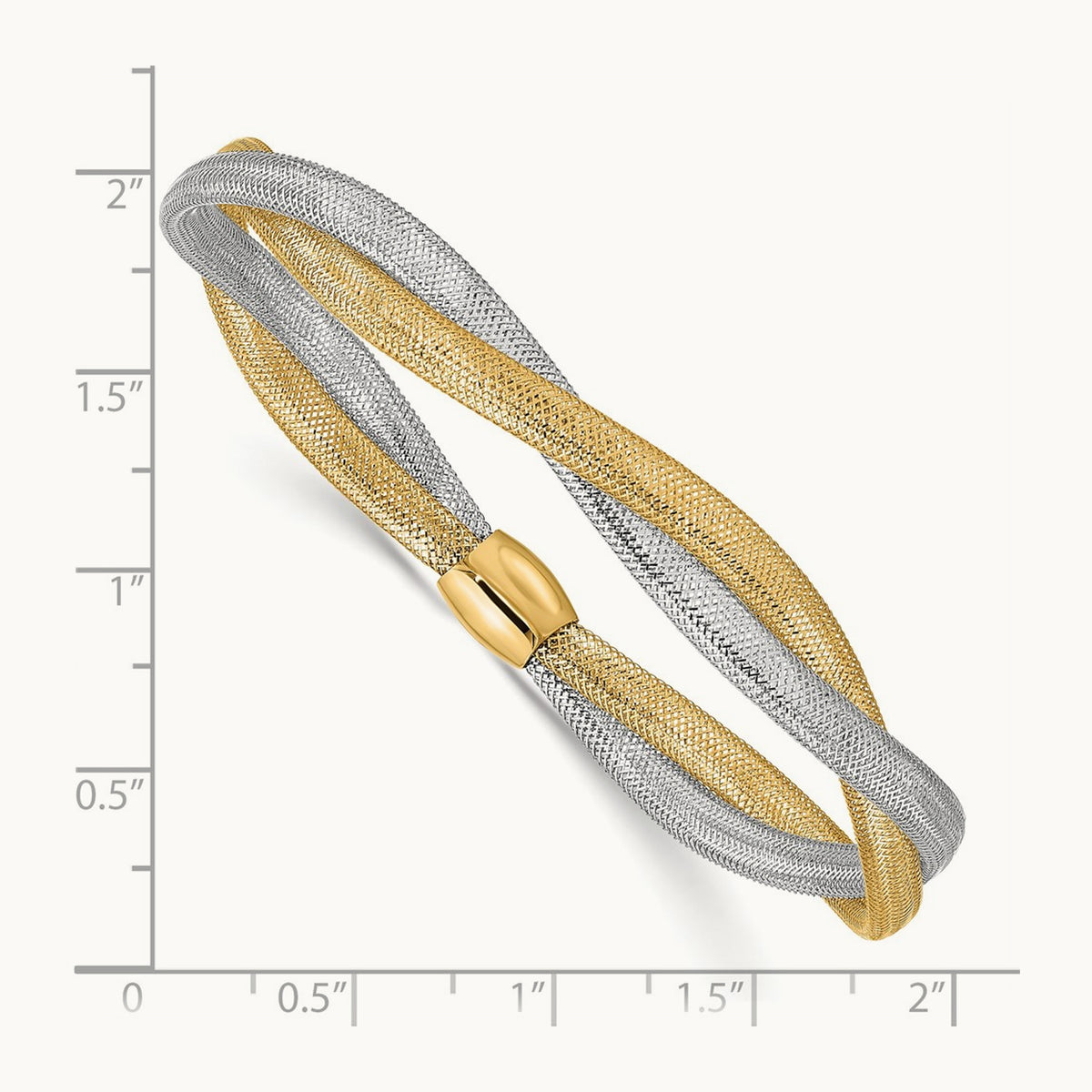 Twisted Woven Mesh Stretch Bracelet, 14K with Rhodium