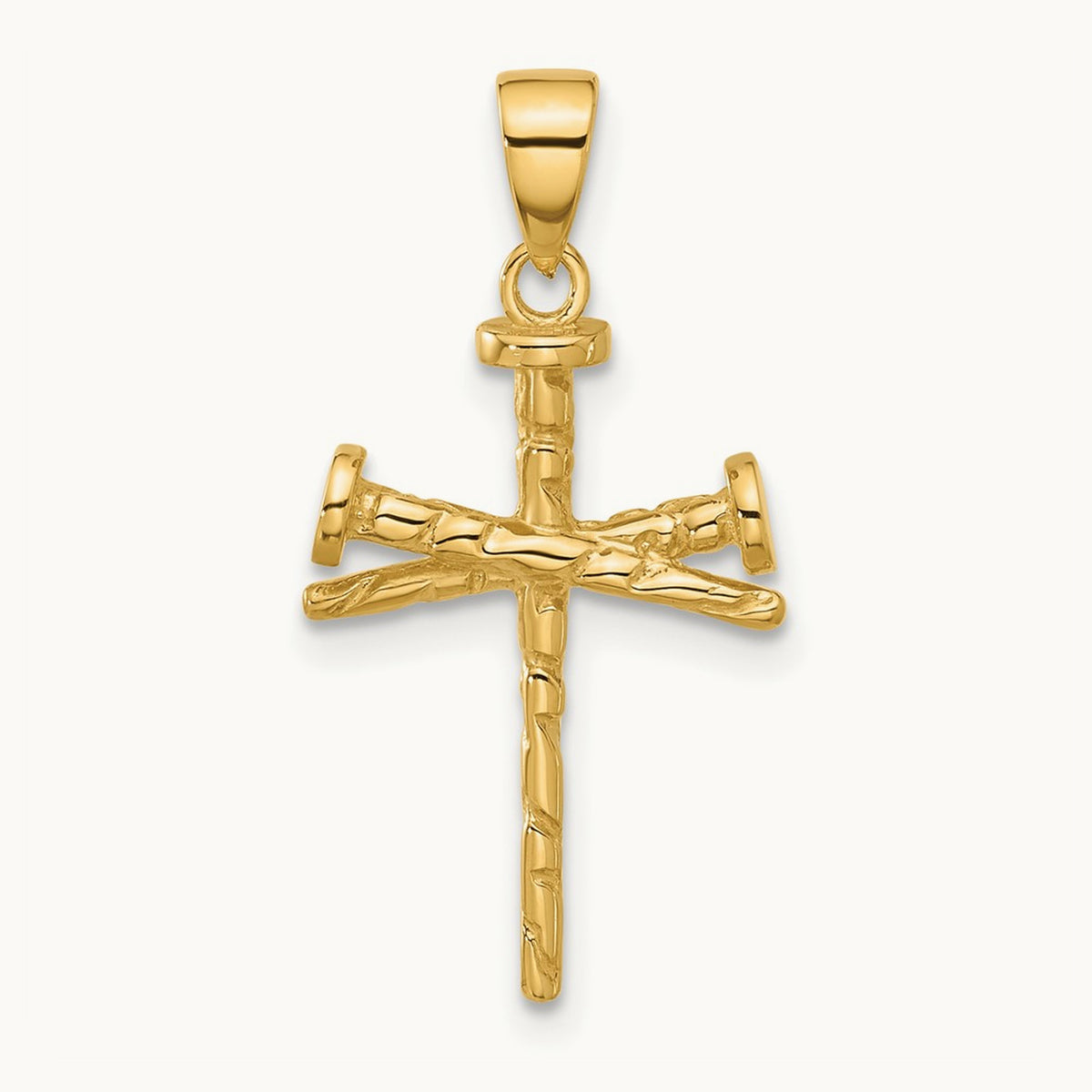Polished and Textured Nails Cross Pendant — 26.5mm