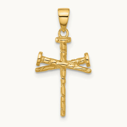 Polished and Textured Nails Cross Pendant — 26.5mm