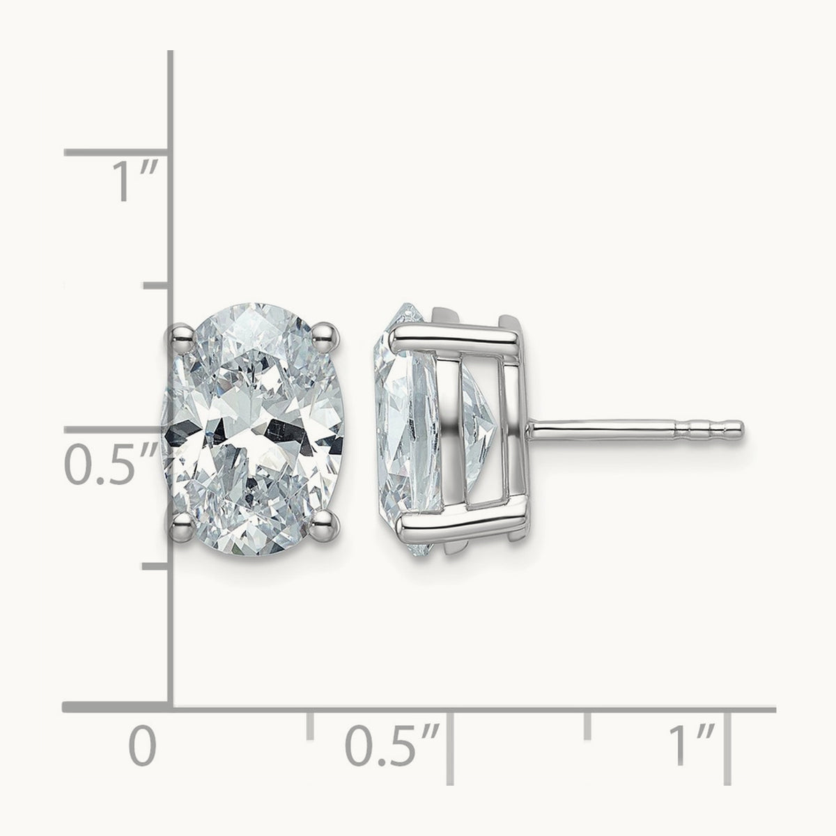 Oval Four-Prong Stud Earrings, 0.50-6.00 ct tw Lab-Grown Diamond — 5 ct, 14K White Gold