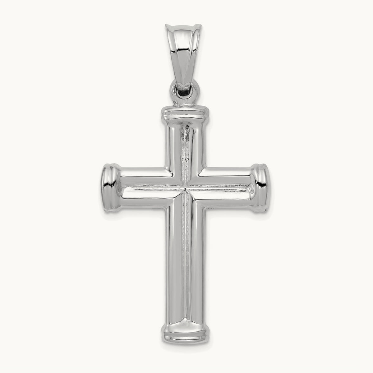Hollow Cross Pendant, 14K White Gold