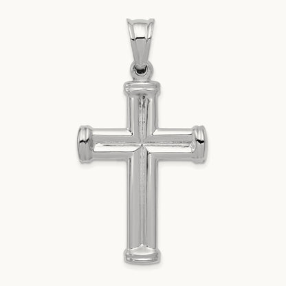 Hollow Cross Pendant, 14K White Gold