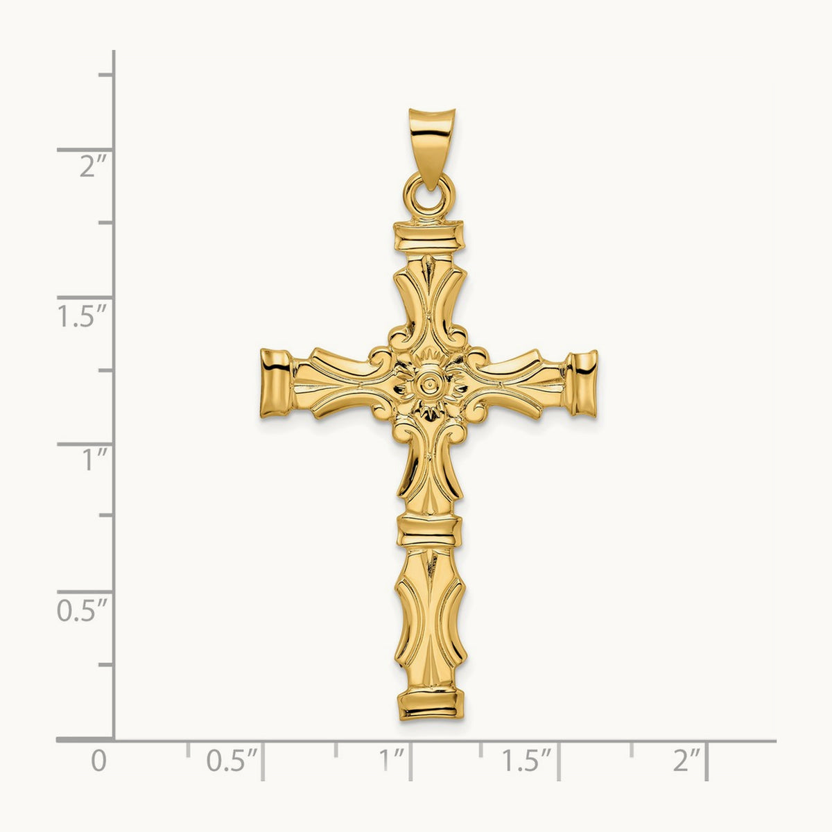 Polished Solid Fancy Design Cross Pendant — 52.42mm