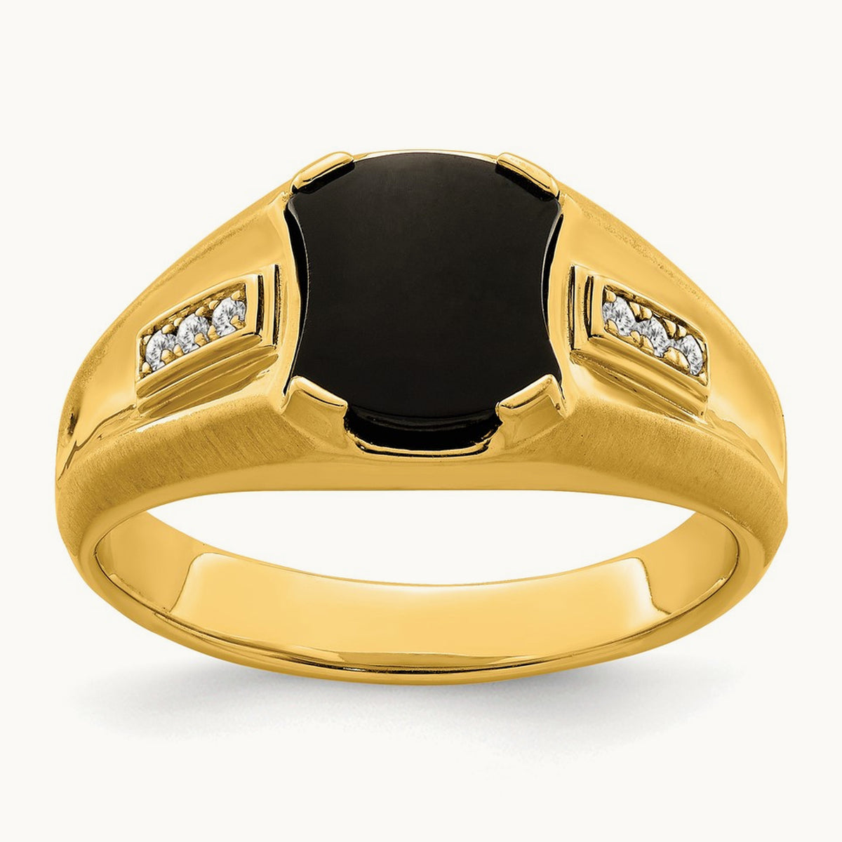 Onyx and Diamond Mens Ring, 14K