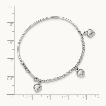 Polished Dangle Heart Baby Bracelet — 14K White Gold