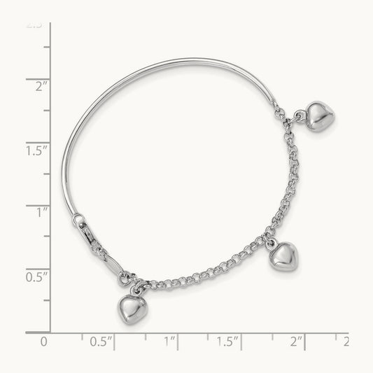 Polished Dangle Heart Baby Bracelet — 14K White Gold