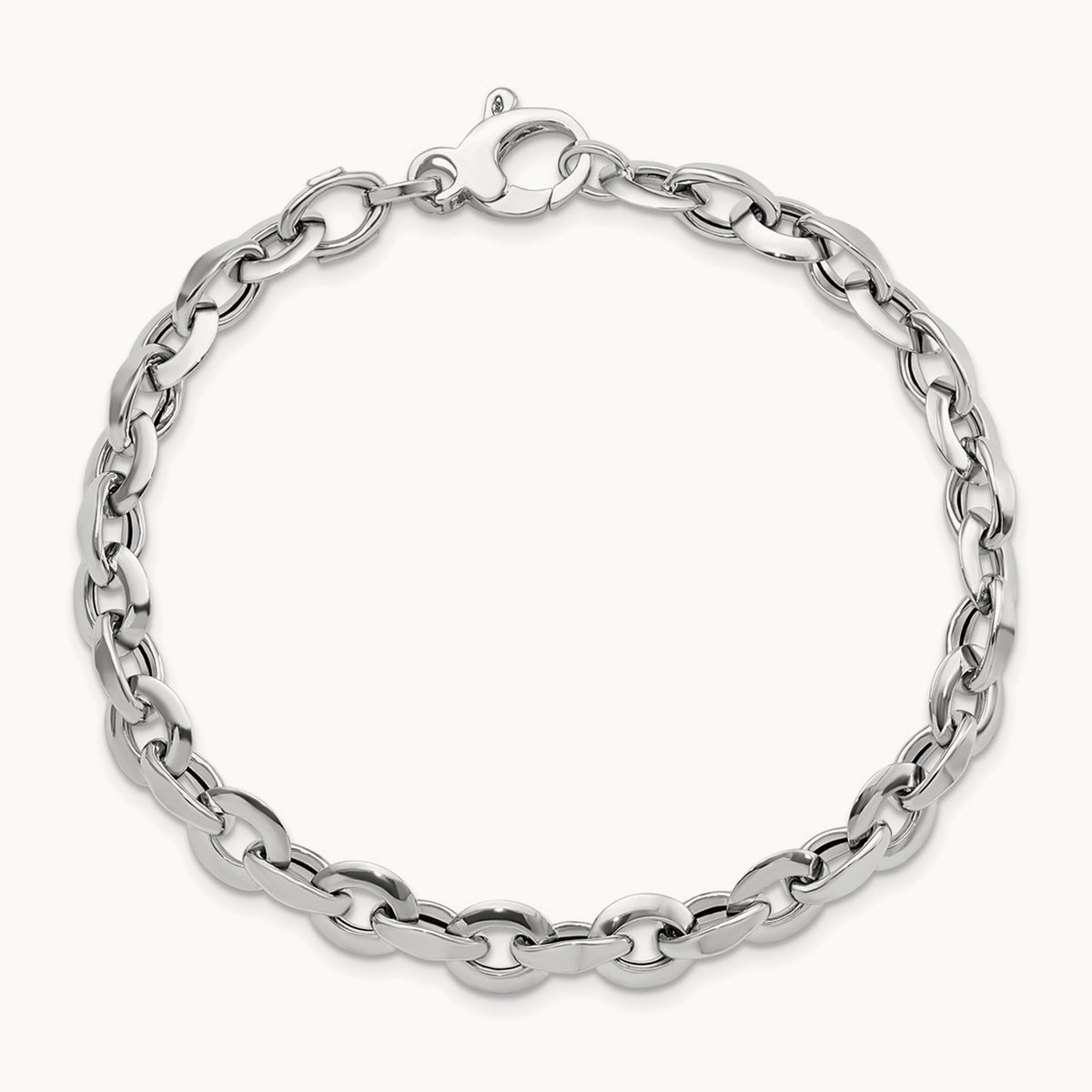 Polished Fancy Link Bracelet, 14K White